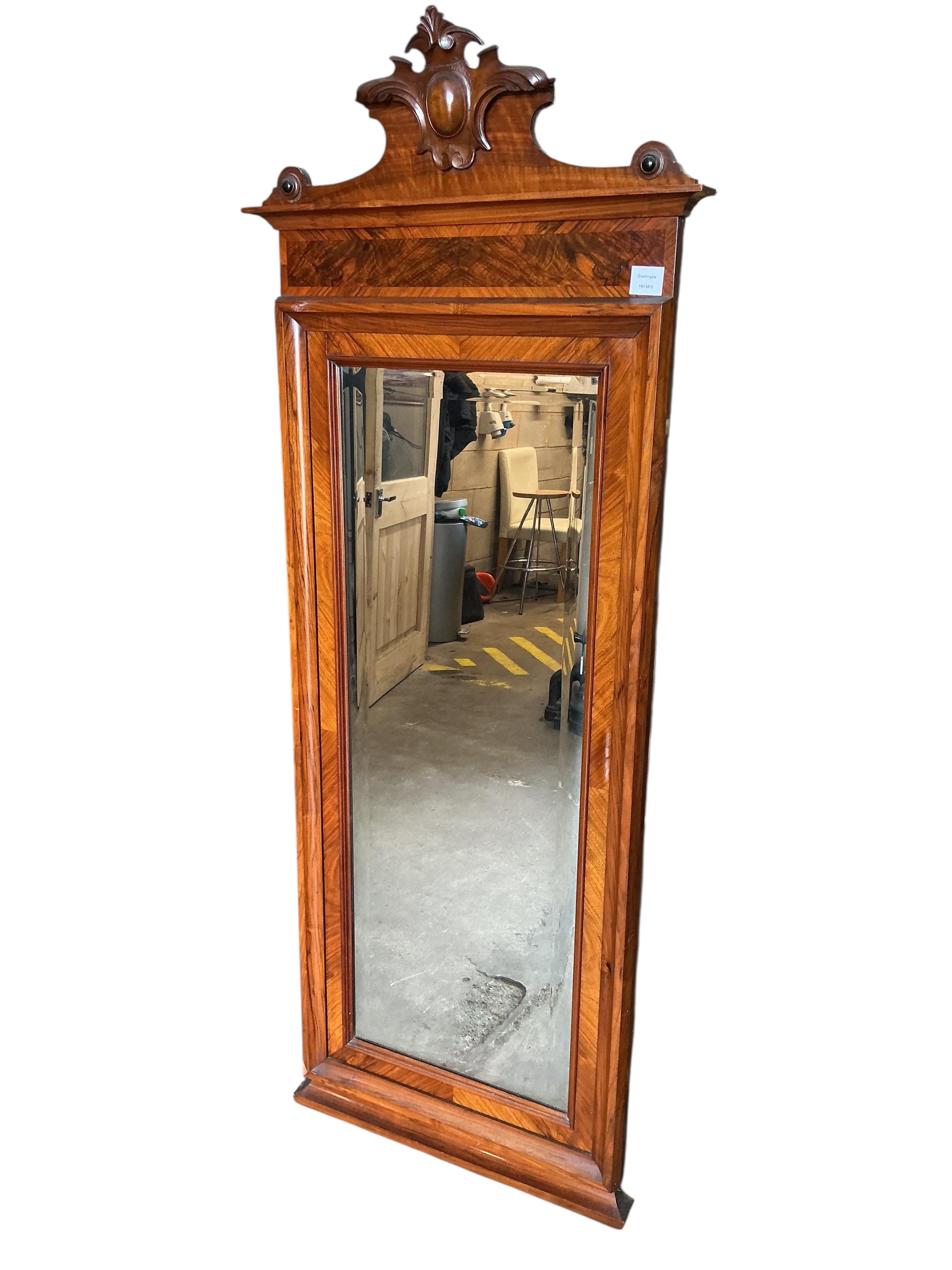 A 19th century French mahogany robing mirror, width 66cm, height 170cm